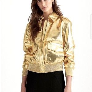 NWT Designer Ralph by Ralph Lauren Petite Metallic Bomber Jacket